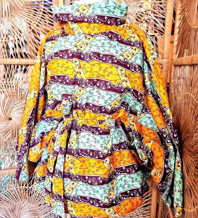 Brand New Oversize African Print Poncho style Blouse - Yatva