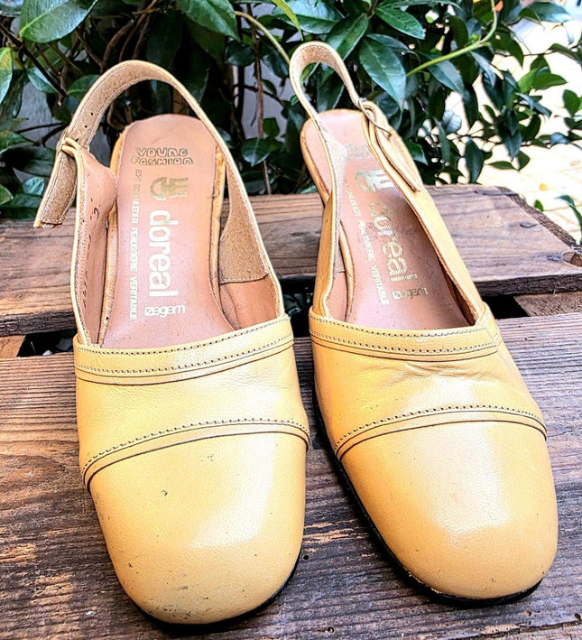 Brand New Vintage 60´s / 70´s Deadstock Doreal Slingback Shoes - Yatva