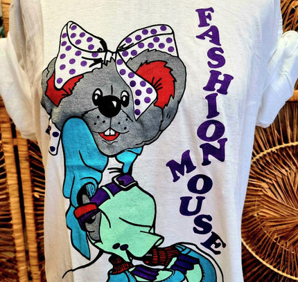 Brand New Vintage 80s Deadstock Fashion Mouse T-Shirt - Yatva