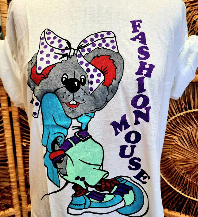 Brand New Vintage 80s Deadstock Fashion Mouse T-Shirt - Yatva