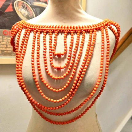 Brand New Vintage Inspired Traditional African Coral Necklace - Yatva