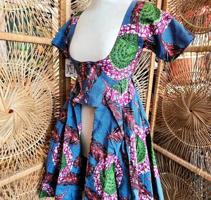 Brand New Yatva Made In Africa Ankara Cotton Print Cutout Top Waistcoat - Yatva