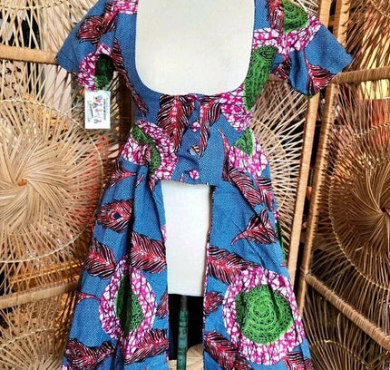 Brand New Yatva Made In Africa Ankara Cotton Print Cutout Top Waistcoat - Yatva