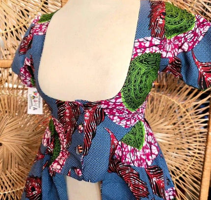 Brand New Yatva Made In Africa Ankara Cotton Print Cutout Top Waistcoat - Yatva