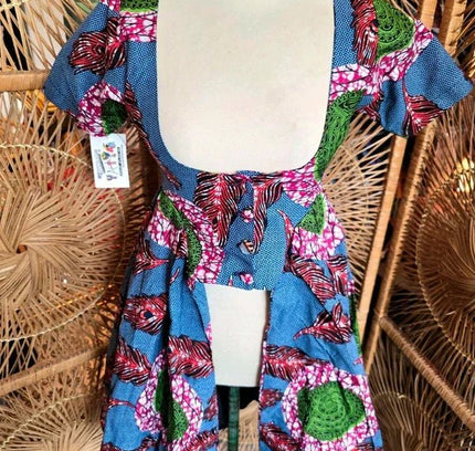 Brand New Yatva Made In Africa Ankara Cotton Print Cutout Top Waistcoat - Yatva