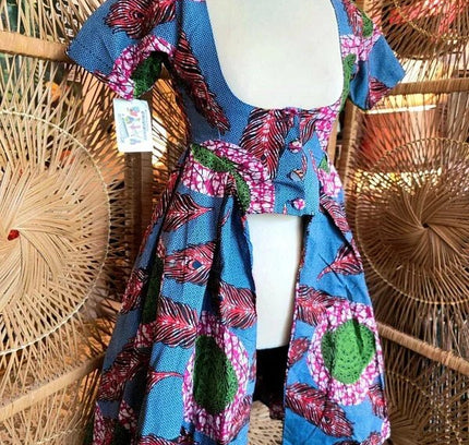 Brand New Yatva Made In Africa Ankara Cotton Print Cutout Top Waistcoat - Yatva