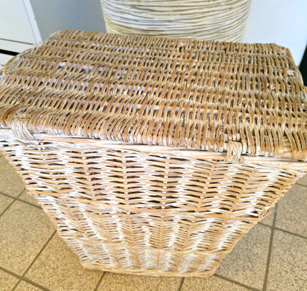 Coastal Breeze White - Washed Wicker Storage Basket - Yatva