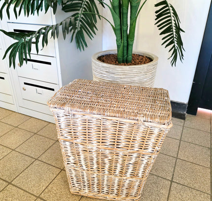 Coastal Breeze White - Washed Wicker Storage Basket - Yatva