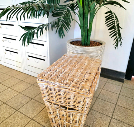 Coastal Breeze White - Washed Wicker Storage Basket - Yatva