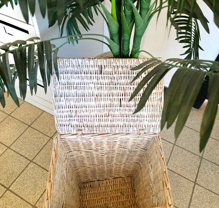 Coastal Breeze White - Washed Wicker Storage Basket - Yatva