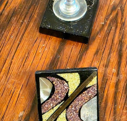 Deadstock Brand New Vintage 80s Inlay style Pierced Earrings - Yatva