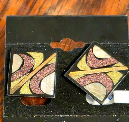 Deadstock Brand New Vintage 80s Inlay style Pierced Earrings - Yatva