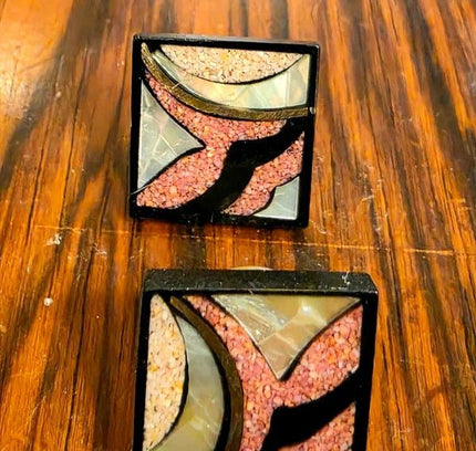 Deadstock Brand New Vintage 80s Inlay style Pierced Earrings - Yatva