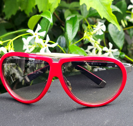 Dsquared2 DQ0003 68B Vintage Aviator Sunglasses – Red/White Flat Top - Yatva