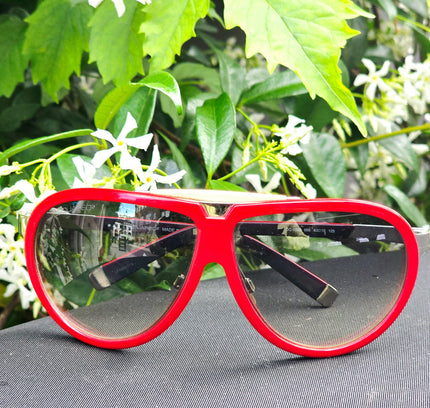 Dsquared2 DQ0003 68B Vintage Aviator Sunglasses – Red/White Flat Top - Yatva