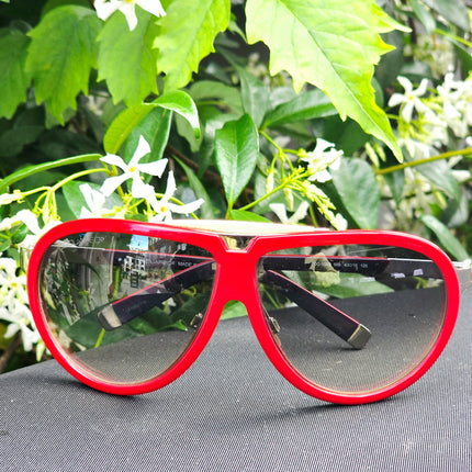 Dsquared2 DQ0003 68B Vintage Aviator Sunglasses – Red/White Flat Top - Yatva