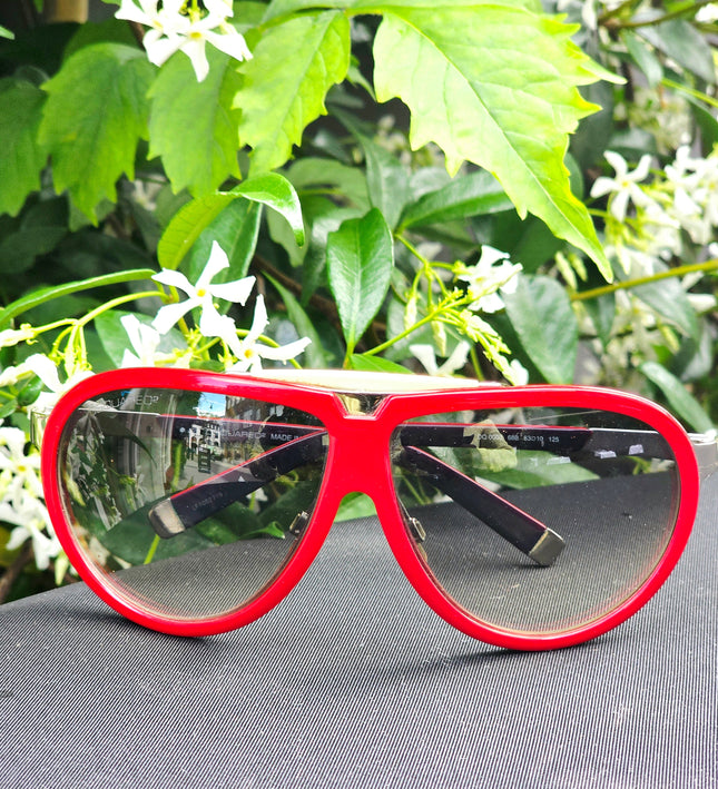 Dsquared2 DQ0003 68B Vintage Aviator Sunglasses – Red/White Flat Top - Yatva