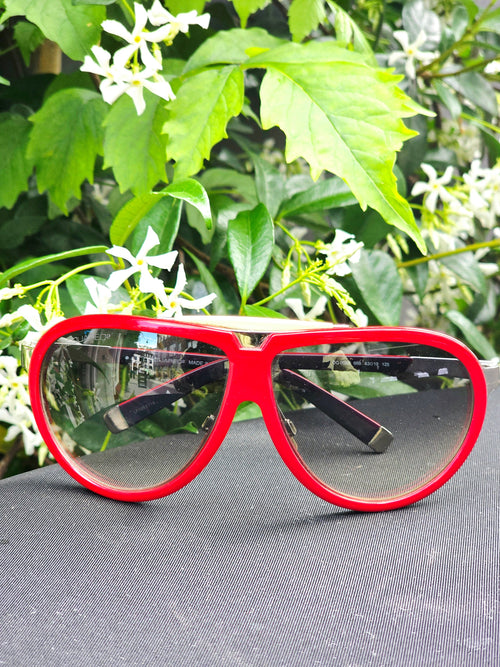 Dsquared2 DQ0003 68B Vintage Aviator Sunglasses – Red/White Flat Top