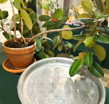 Elegant Round Silver - Plated Gallery Tray - Yatva