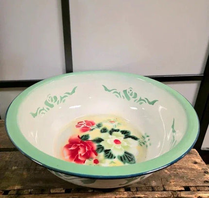 Floral Design Basin Enamel Pot - Yatva