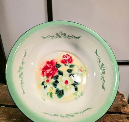 Floral Design Basin Enamel Pot - Yatva