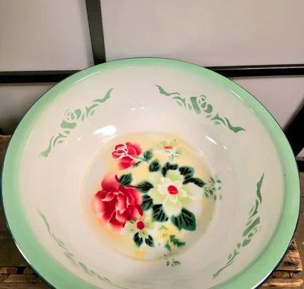 Floral Design Basin Enamel Pot - Yatva