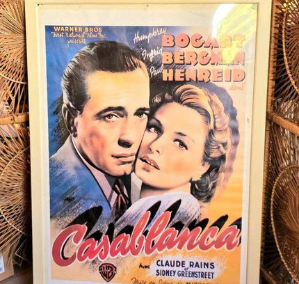 Framed Casablanca Movie Poster - Humphrey Bogart Ingrid Bergman WarnerBros - Yatva