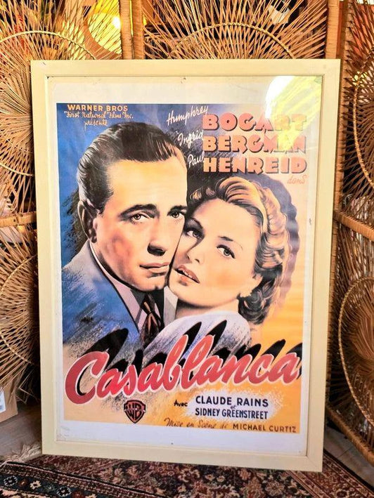 Framed Casablanca Movie Poster - Humphrey Bogart Ingrid Bergman WarnerBros - Yatva
