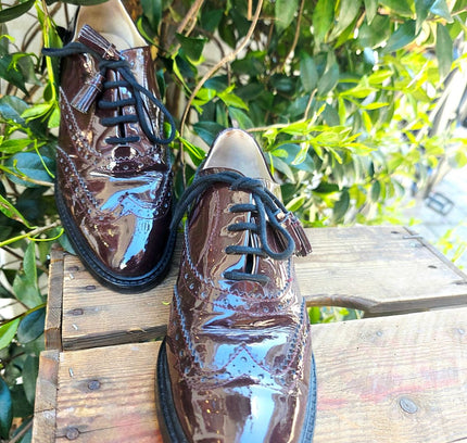 Hobbs London Agatha Patent Leather Brogues Shoes - Yatva