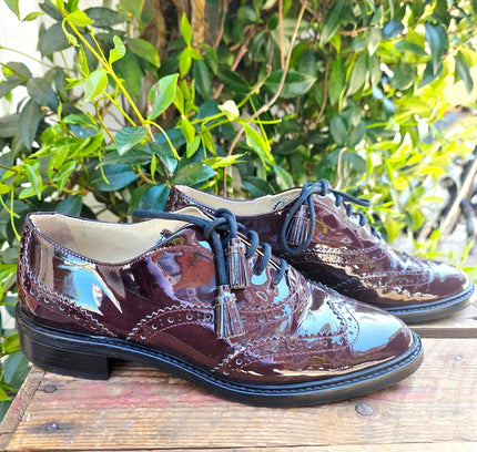 Hobbs London Agatha Patent Leather Brogues Shoes - Yatva