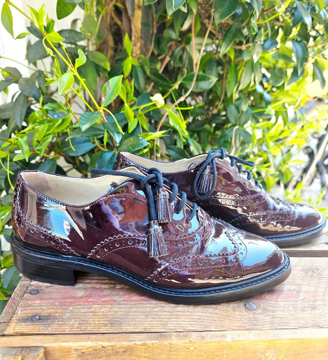 Hobbs London Agatha Patent Leather Brogues Shoes - Yatva