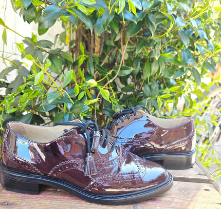 Hobbs London Agatha Patent Leather Brogues Shoes - Yatva