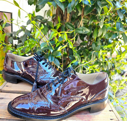 Hobbs London Agatha Patent Leather Brogues Shoes - Yatva