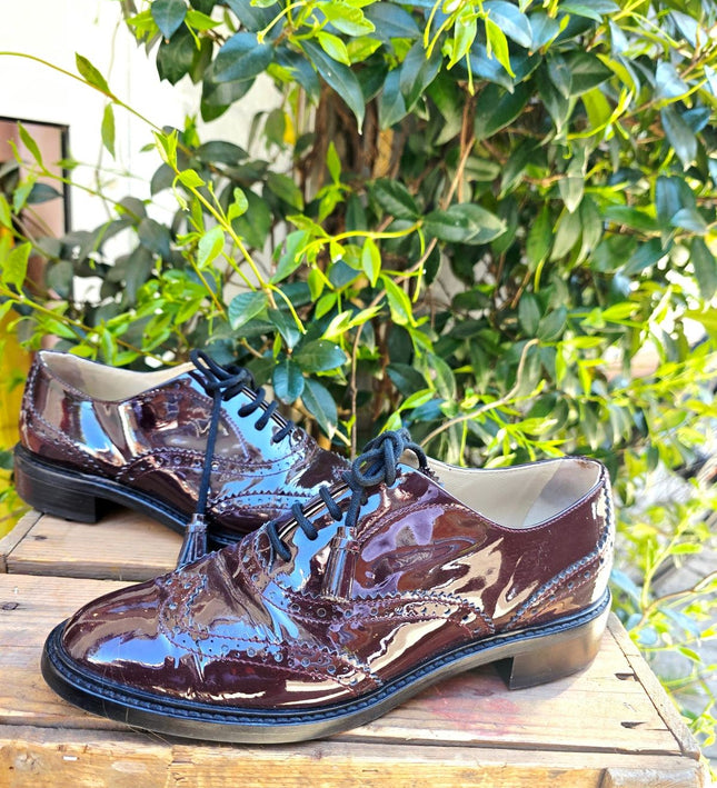 Hobbs London Agatha Patent Leather Brogues Shoes - Yatva