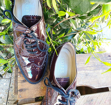 Hobbs London Agatha Patent Leather Brogues Shoes - Yatva