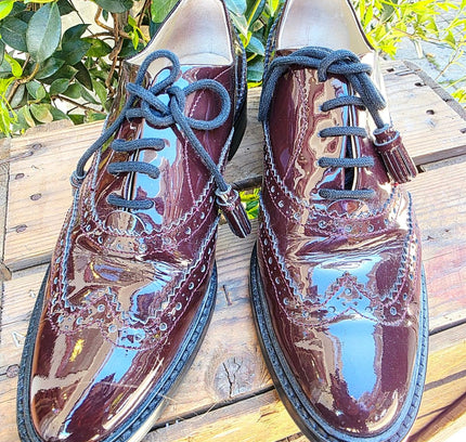 Hobbs London Agatha Patent Leather Brogues Shoes - Yatva