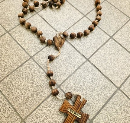 Huge Handmade Wooden Rosary Wall Hanging Carved Wood Beads - Yatva