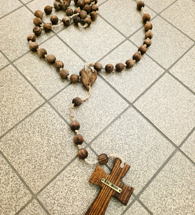 Huge Handmade Wooden Rosary Wall Hanging Carved Wood Beads - Yatva