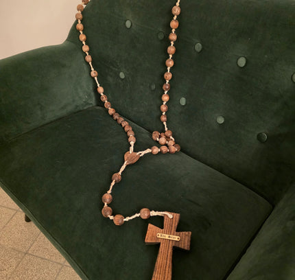 Huge Handmade Wooden Rosary Wall Hanging Carved Wood Beads - Yatva