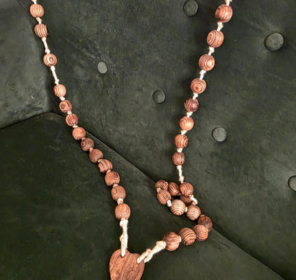 Huge Handmade Wooden Rosary Wall Hanging Carved Wood Beads - Yatva