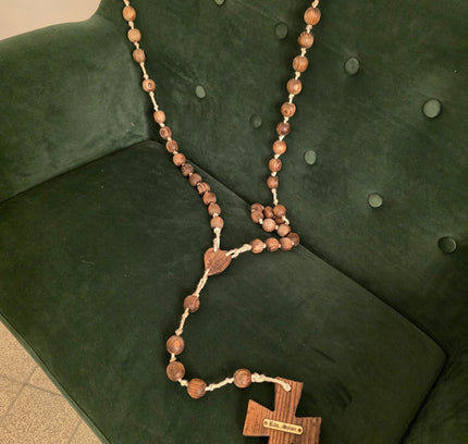 Huge Handmade Wooden Rosary Wall Hanging Carved Wood Beads - Yatva