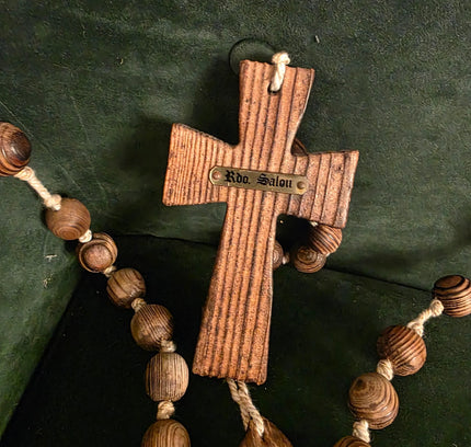 Huge Handmade Wooden Rosary Wall Hanging Carved Wood Beads - Yatva
