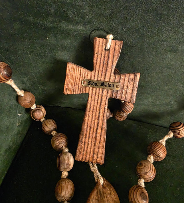 Huge Handmade Wooden Rosary Wall Hanging Carved Wood Beads - Yatva