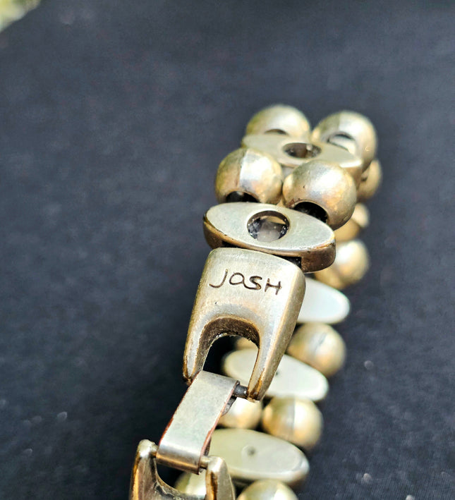 JOSH Dutch Handcrafted Silver Plated Chunky Segment Link Bead Bracelet - Yatva