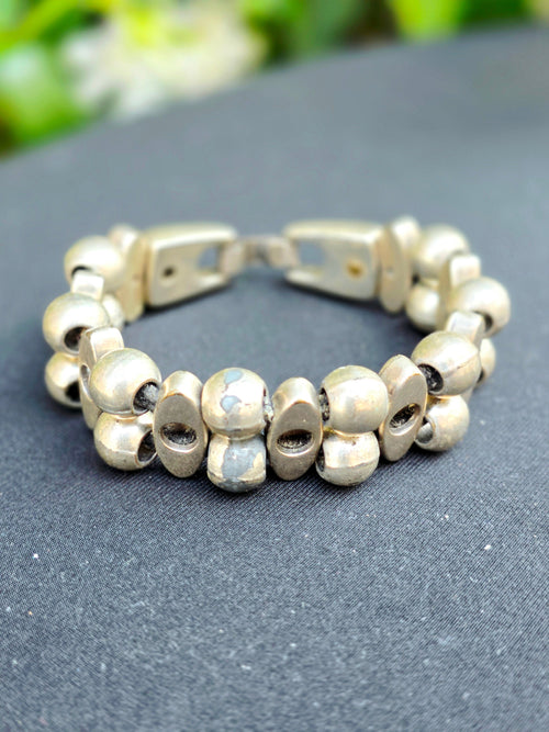 JOSH Dutch Handcrafted Silver Plated Chunky Segment Link Bead Bracelet