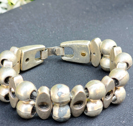 JOSH Dutch Handcrafted Silver Plated Chunky Segment Link Bead Bracelet - Yatva
