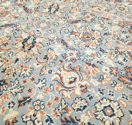 Kashan Traditional Medallion Area Rug – Ice Blue & Terracotta (140cm x 195cm) - Yatva