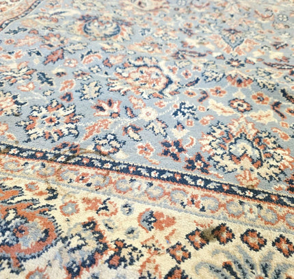 Kashan Traditional Medallion Area Rug – Ice Blue & Terracotta (140cm x 195cm) - Yatva