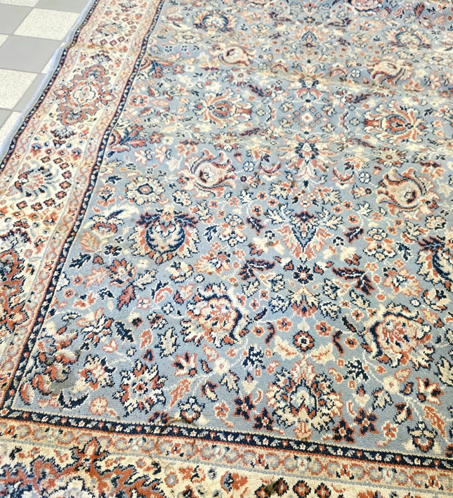 Kashan Traditional Medallion Area Rug – Ice Blue & Terracotta (140cm x 195cm) - Yatva