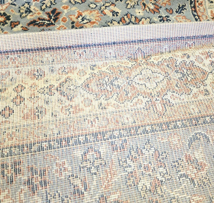 Kashan Traditional Medallion Area Rug – Ice Blue & Terracotta (140cm x 195cm) - Yatva